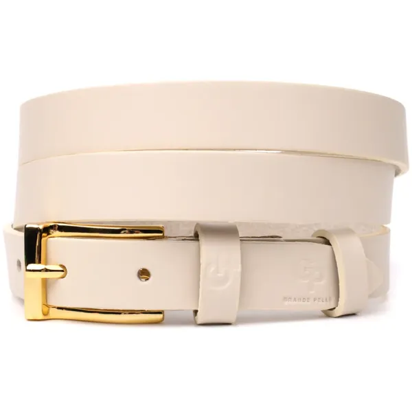 Красивий тонкий шкіряний ремінь для жінок GRANDE PELLE 22949 Молочний
