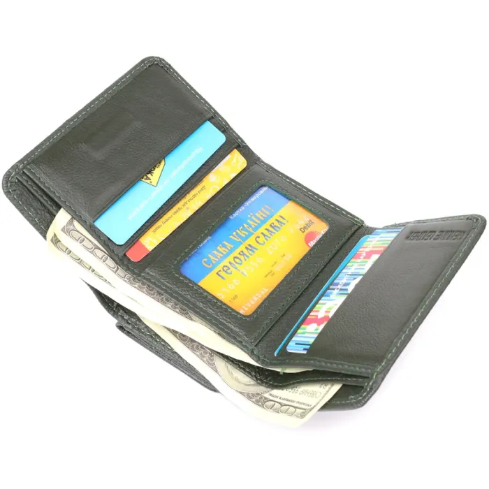 Жіночий гаманець компактного розміру з натуральної шкіри ST Leather 23072 Зелений