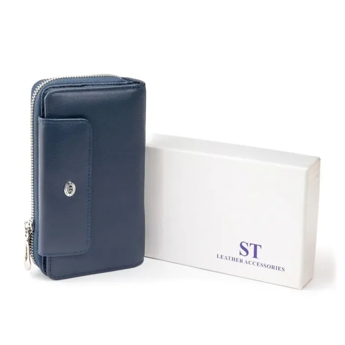Кошелек из кожи на защелке ST Leather 19340 Темно-синий