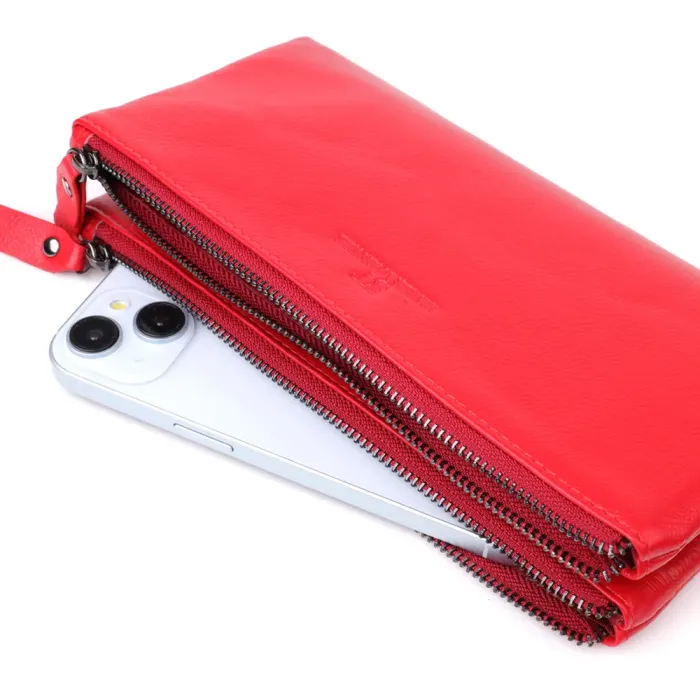 Шкіряний жіночий гаманець на три відділення ST Leather 23109 Червоний