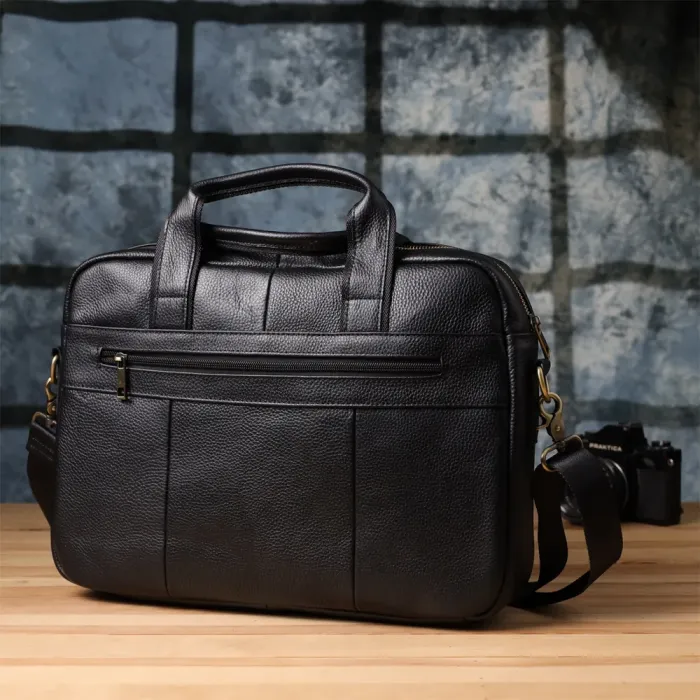 Практичний портфель для чоловіків з натуральної шкіри Vintage 23041 Чорний