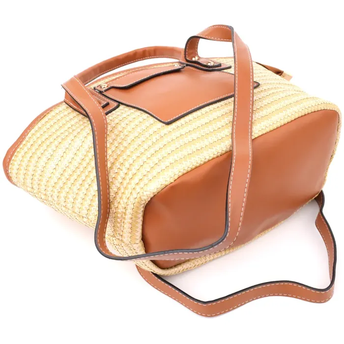 Містка жіноча сумка на літо з якісного текстилю Vintage 15137 Коричневий