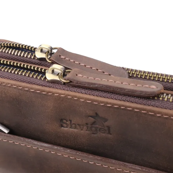 Чоловіча сумка через плече з вінтажної шкіри Shvigel 20866_1 Коричневий