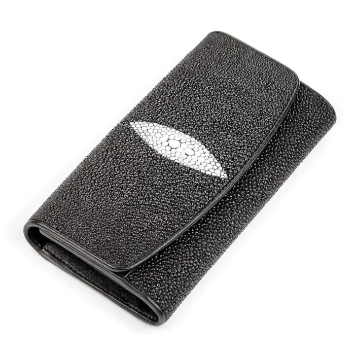 Гаманець STINGRAY LEATHER 18000 із натуральної шкіри морського ската Чорний