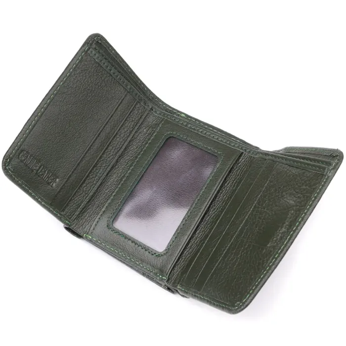 Маленький гаманець зручного формату із натуральної шкіри ST Leather 23076 Зелений