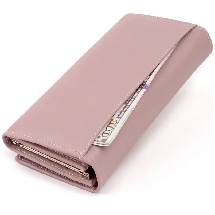 Гаманець шкіряний з механічною монетницею ST Leather 19276 Ліловий
