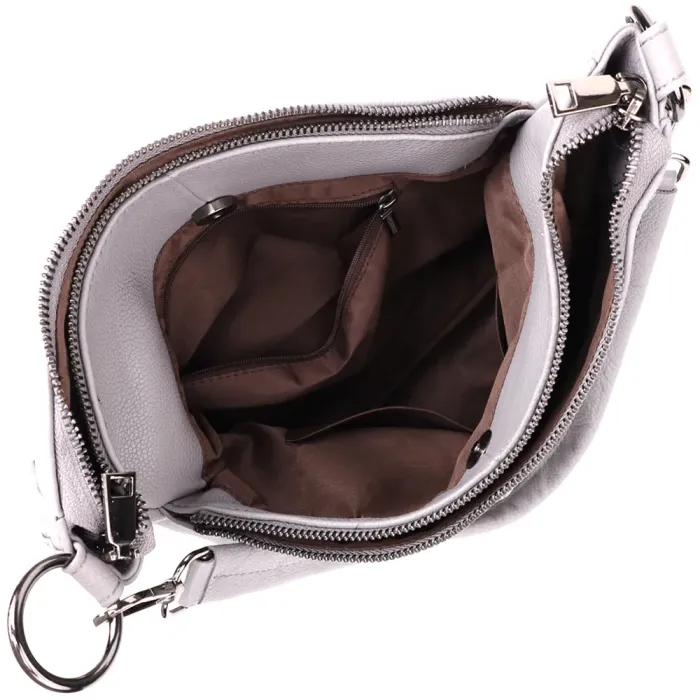 Зручна жіноча сумка з двома ремінцями із натуральної шкіри Vintage 23054 Сірий