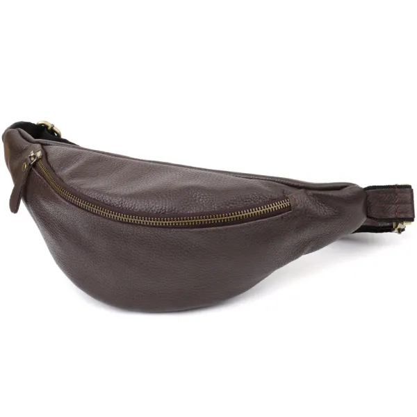 Стильна сумка бананка із зернистої натуральної шкіри Shvigel 23146 Коричневий