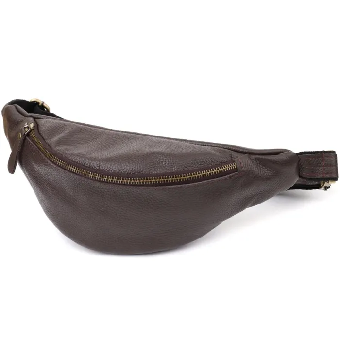 Стильна сумка бананка із зернистої натуральної шкіри Shvigel 23146 Коричневий