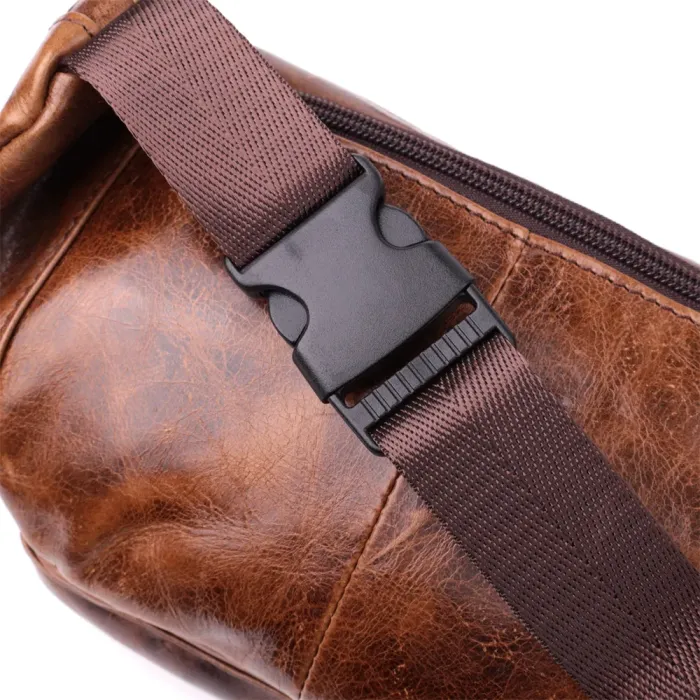 Бананка для чоловіків у вінтажному стилі з натуральної шкіри Vintage 15106 Коричневий