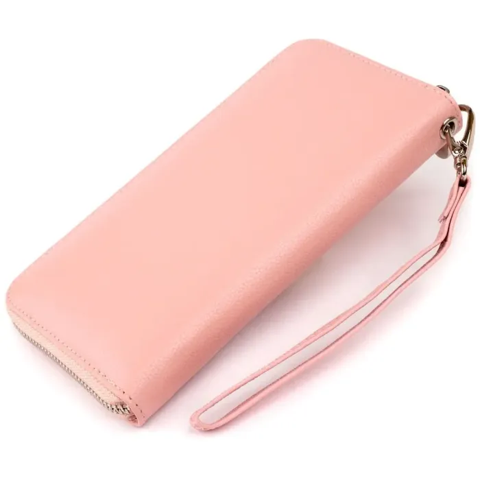 Місткий клатч шкіряний жіночий ST Leather 19279 Рожевий