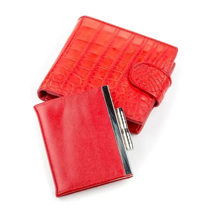 Портмоне жіноче CROCODILE LEATHER 18137 з натуральної шкіри крокодила Червоне