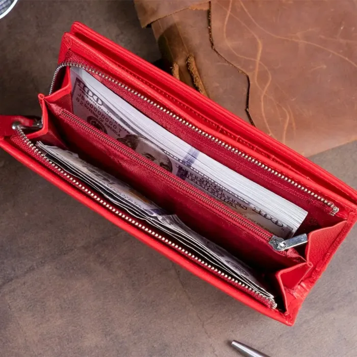 Вертикальний гаманець шкіряний ST Leather 19275 Червоний