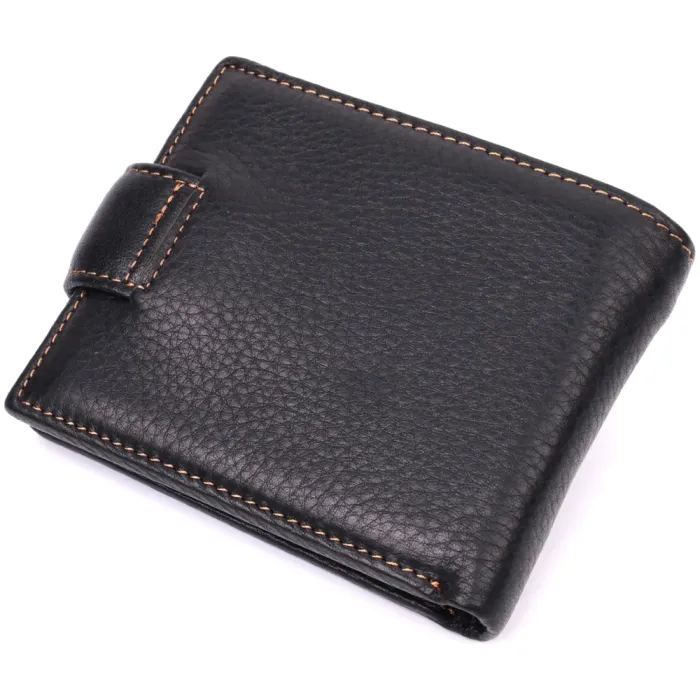 Горизонтальний невеликий гаманець для чоловіків з натуральної шкіри Vintage 15063 Чорний