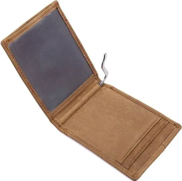 Затискач для грошей Vintage 14532 з натуральної шкіри Коричневий