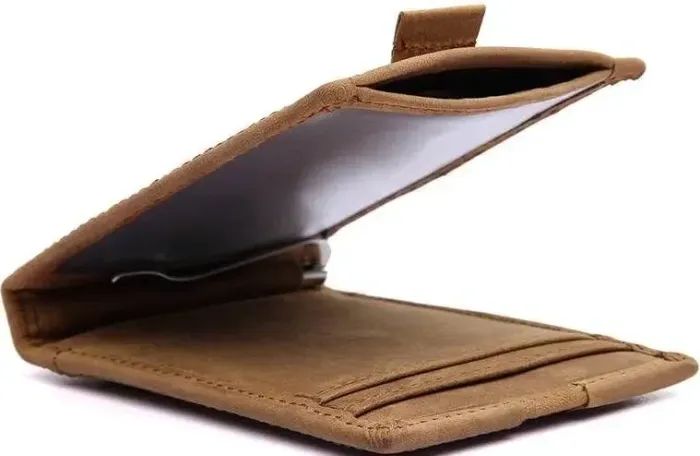 Затискач для грошей Vintage 14532 з натуральної шкіри Коричневий