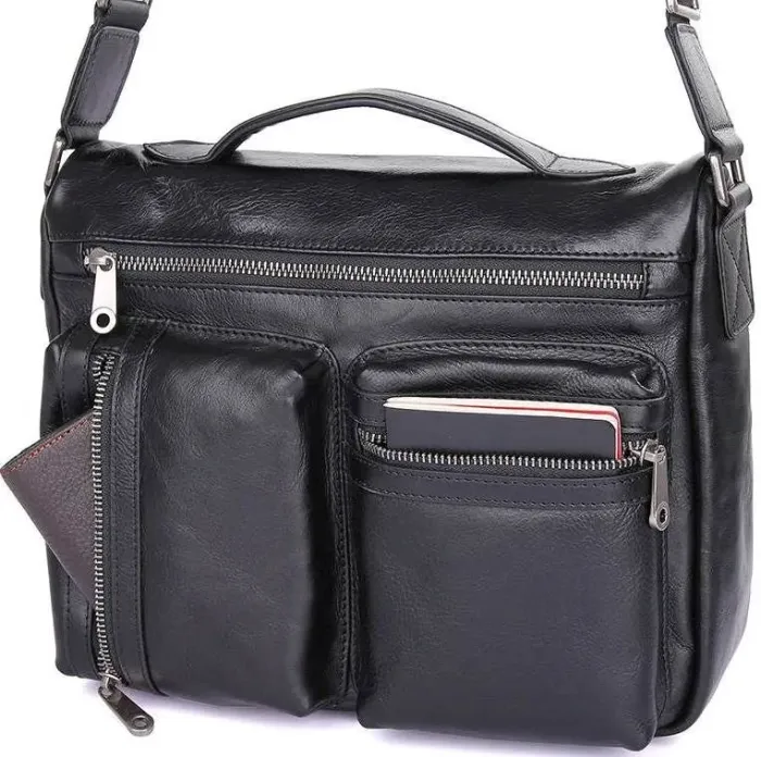 Сумка чоловіча Vintage 14556 із натуральної шкіри Чорна