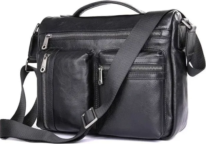 Сумка чоловіча Vintage 14556 із натуральної шкіри Чорна