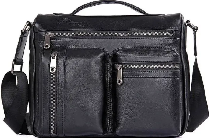 Сумка чоловіча Vintage 14556 із натуральної шкіри Чорна