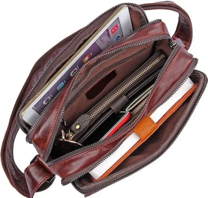 Сумка чоловіча Vintage 14558 із натуральної шкіри Коричнева