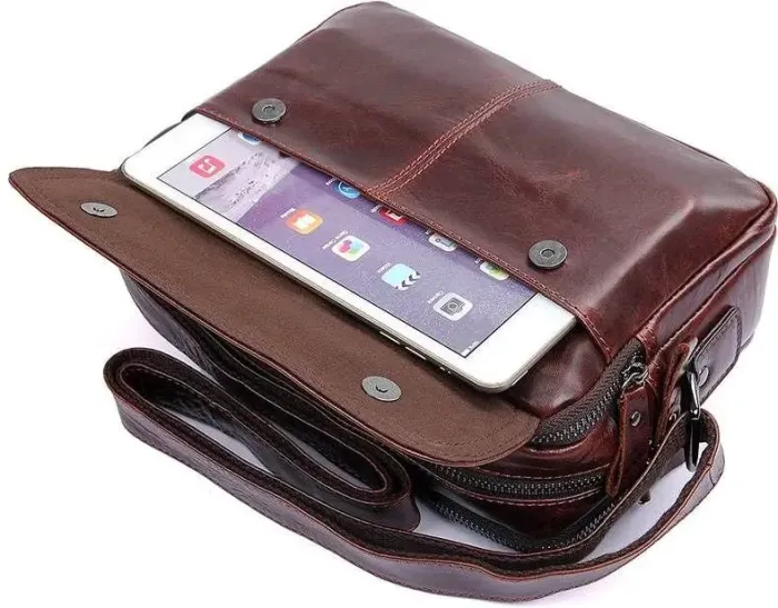 Сумка чоловіча Vintage 14558 із натуральної шкіри Коричнева