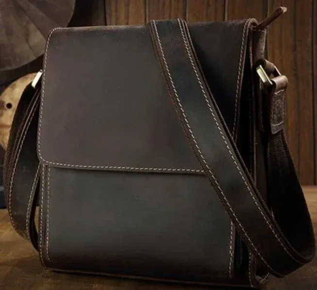 Сумка мессенджер Vintage 14574 кожаная Коричневая