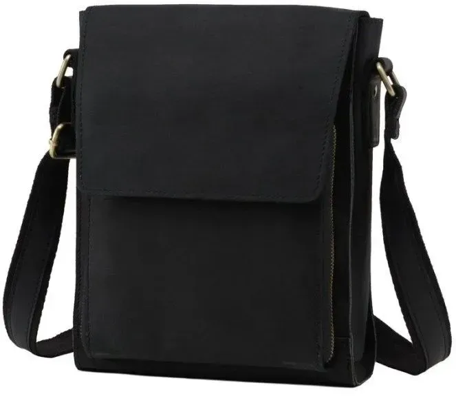 Сумка месенджер Vintage 14575 шкіряна Чорна