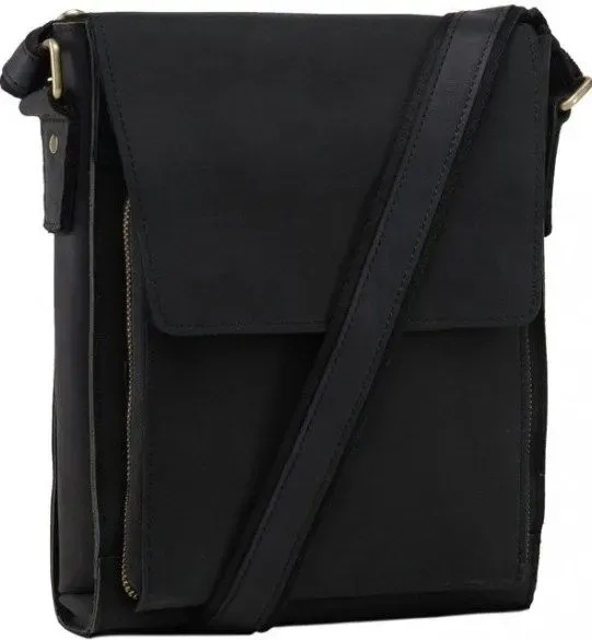Сумка месенджер Vintage 14575 шкіряна Чорна