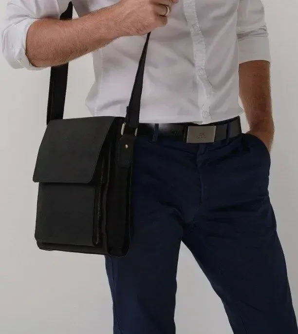 Сумка месенджер Vintage 14575 шкіряна Чорна