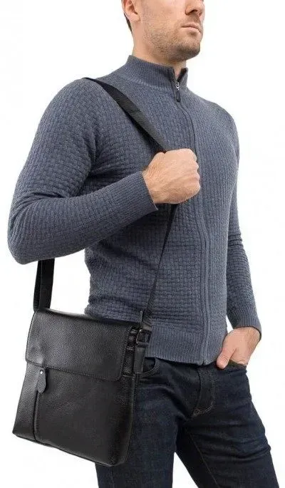 Сумка месенджер Vintage 14576 шкіряна Чорна