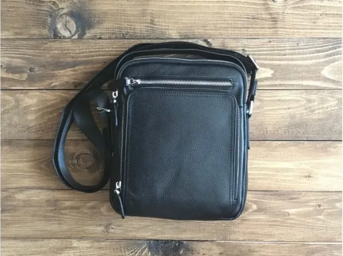 Сумка месенджер Vintage 14578 шкіряна Чорна