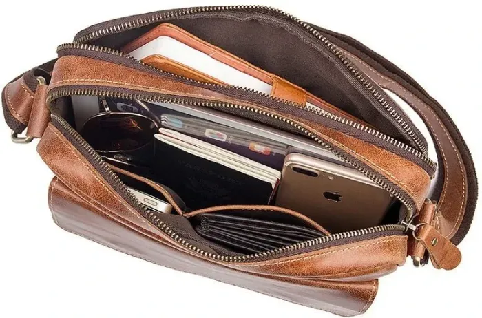 Сумка чоловіча Vintage 14583 шкіряна Руда