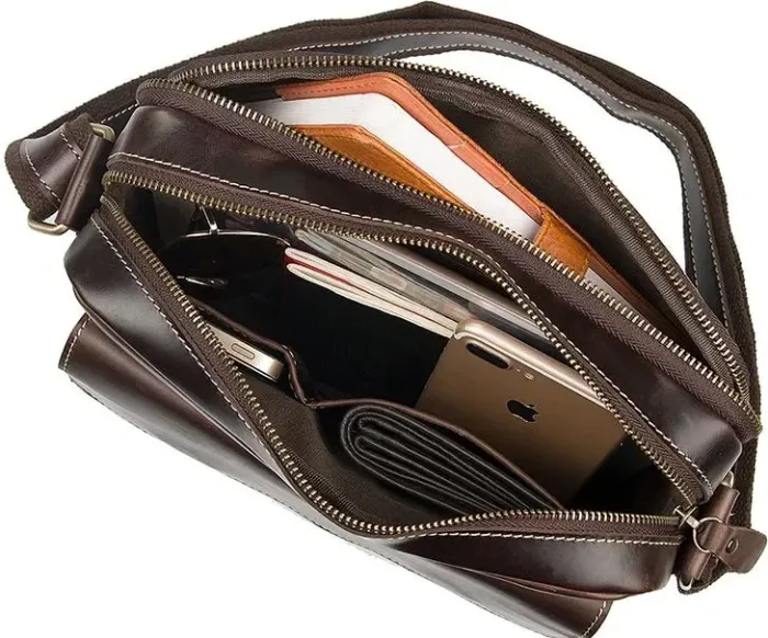 Сумка чоловіча Vintage 14584 шкіряна Коричнева