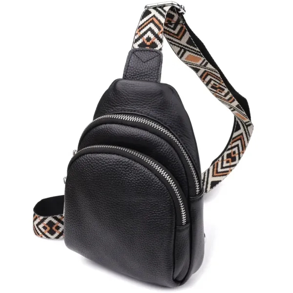 Жіноча сумка слінг із натуральної шкіри Vintage 22935 Чорний