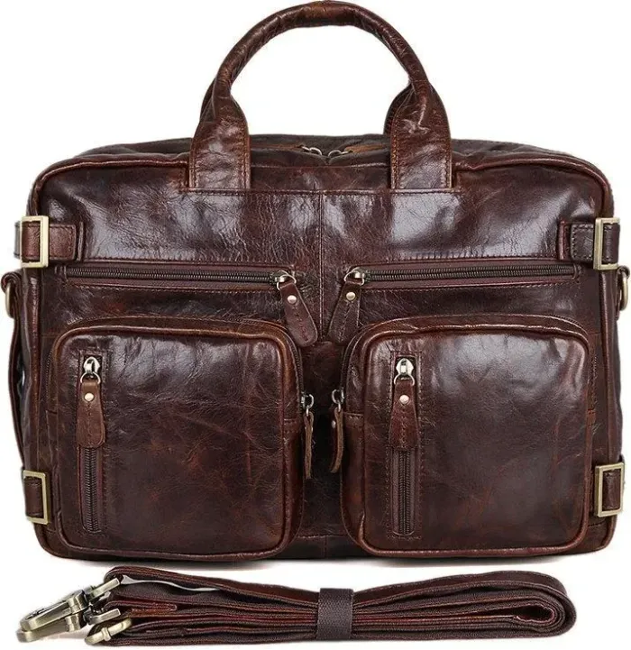 Сумка чоловіча Vintage 14590 шкіряна Коричнева