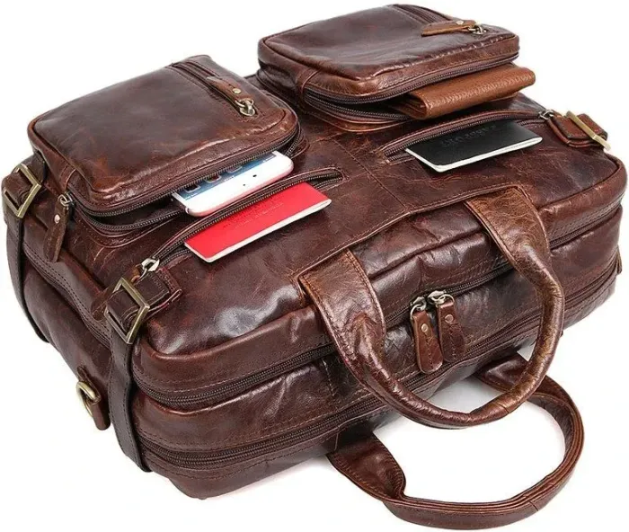 Сумка чоловіча Vintage 14590 шкіряна Коричнева