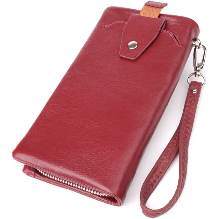 Шкіряний жіночий гаманець-клатч із відділенням під телефон ST Leather 23102 Бордовий