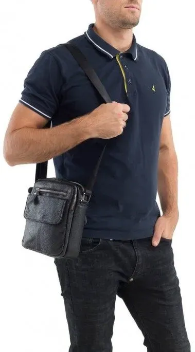 Сумка чоловіча Vintage 14621 шкіряна Чорна