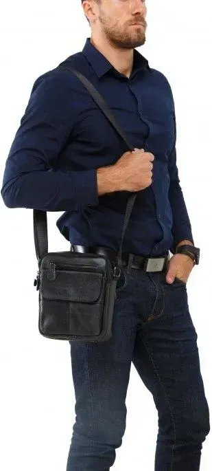 Сумка чоловіча Vintage 14621 шкіряна Чорна