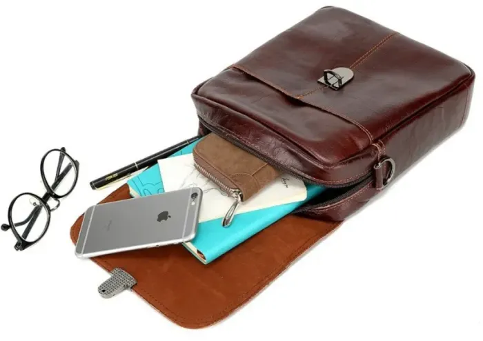 Сумка чоловіча Vintage 14622 шкіряна Коричнева