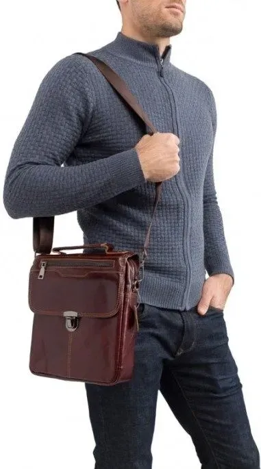 Сумка чоловіча Vintage 14622 шкіряна Коричнева