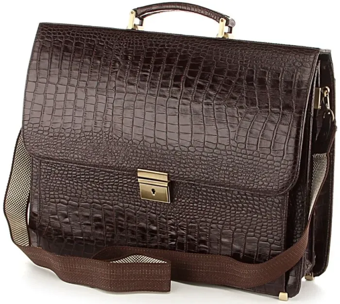 Портфель діловий SHVIGEL 00363 з натуральної шкіри Коричневий