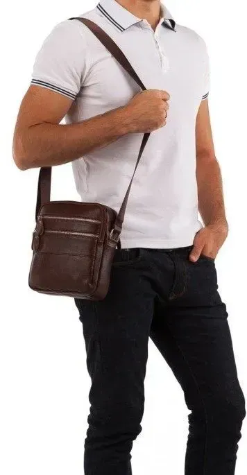 Сумка чоловіча Vintage 14637 шкіряна Коричнева
