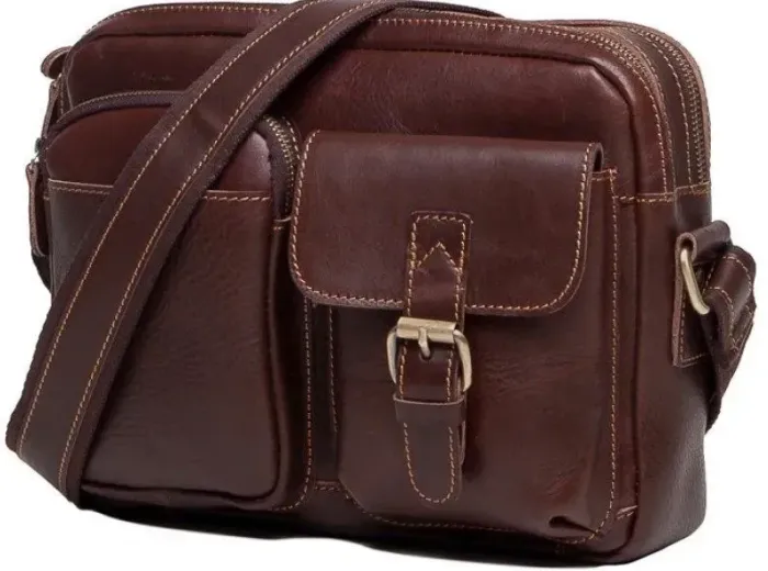Сумка чоловіча Vintage 14639 шкіряна Коричнева