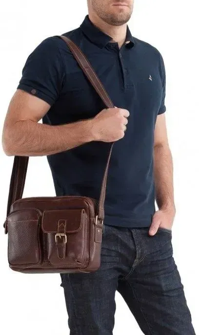 Сумка чоловіча Vintage 14639 шкіряна Коричнева