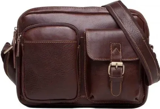 Сумка чоловіча Vintage 14639 шкіряна Коричнева