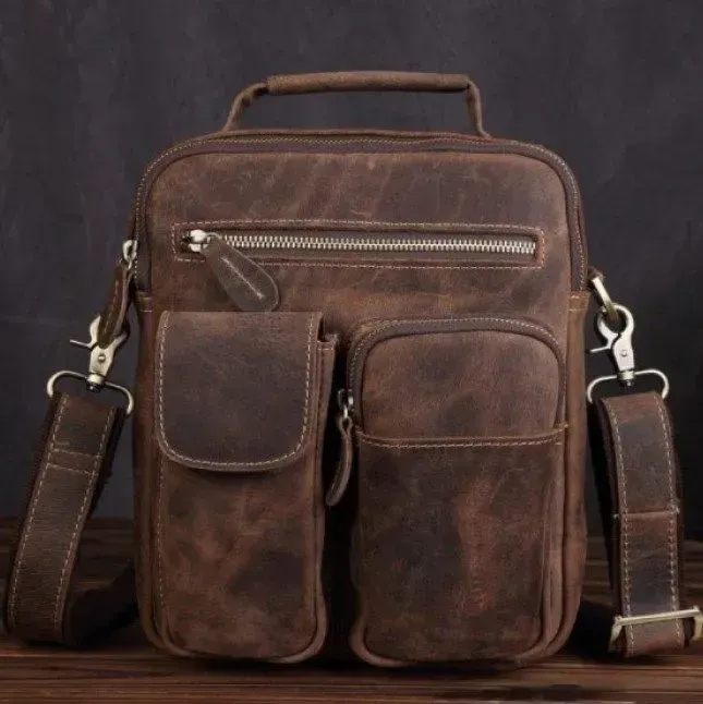 Сумка чоловіча Vintage 14640 шкіряна Коричнева