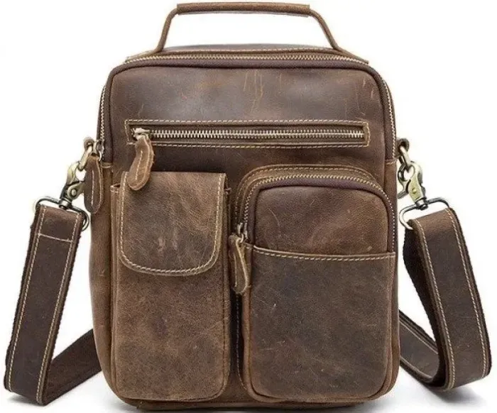 Сумка чоловіча Vintage 14640 шкіряна Коричнева