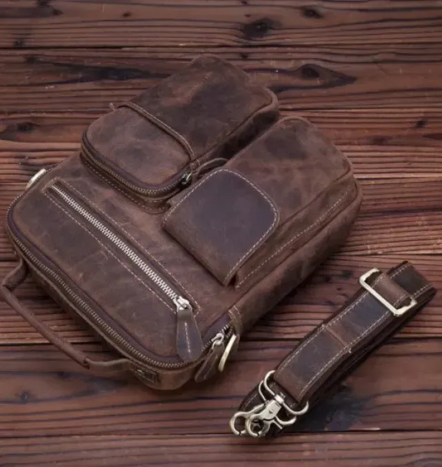 Сумка чоловіча Vintage 14640 шкіряна Коричнева