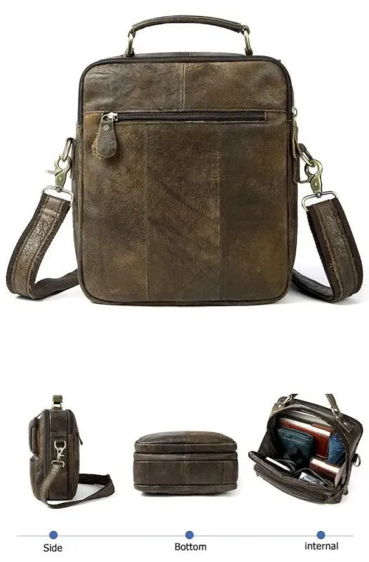 Сумка з ефектами старовини чоловіча Vintage 14673 Руда